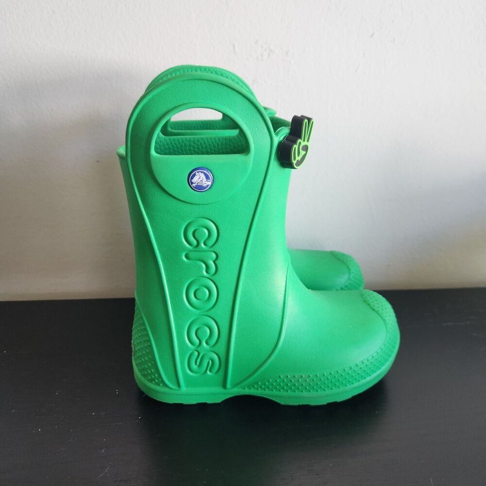 Crocs Handle It Rain Boot Green Size C11 Jibbitz Charm outdoor school fall
